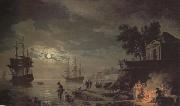 Claude-joseph Vernet Night,A Port in Moonlight (mk43) Sweden oil painting artist